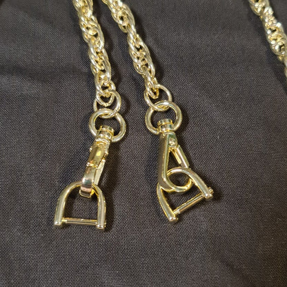 "Guldkæde" med karabinhage og D-ringe, 104 cm