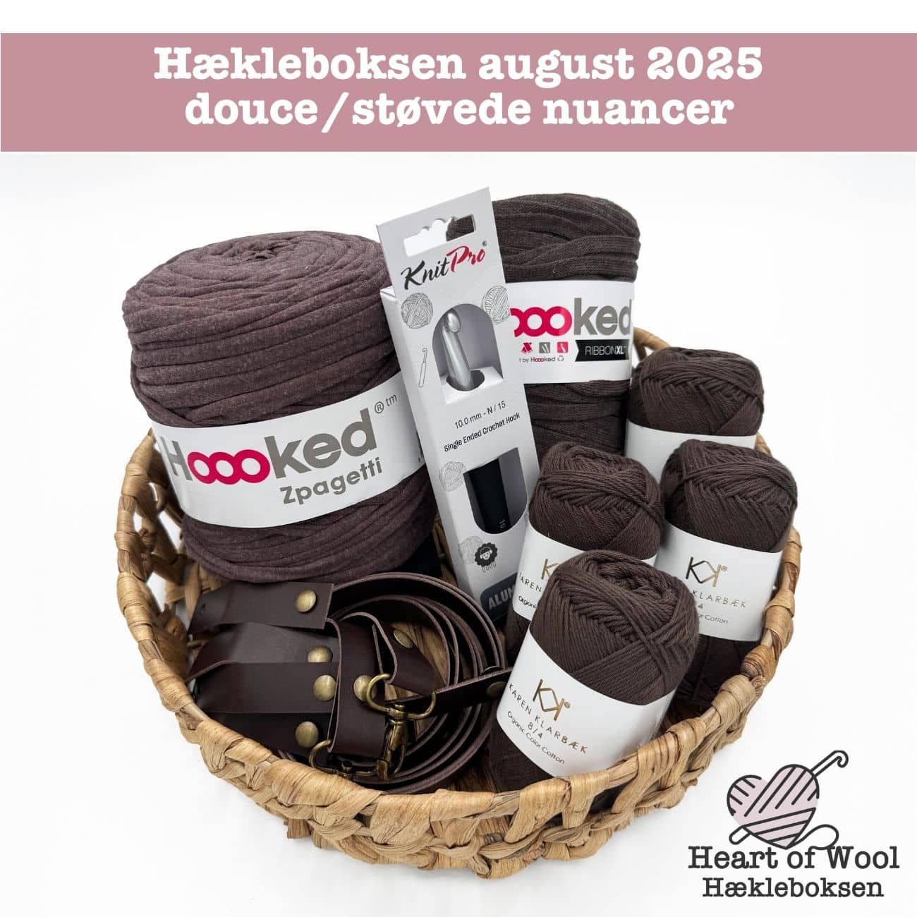 Hækleboksen august 2025 douce/støvede nuancer