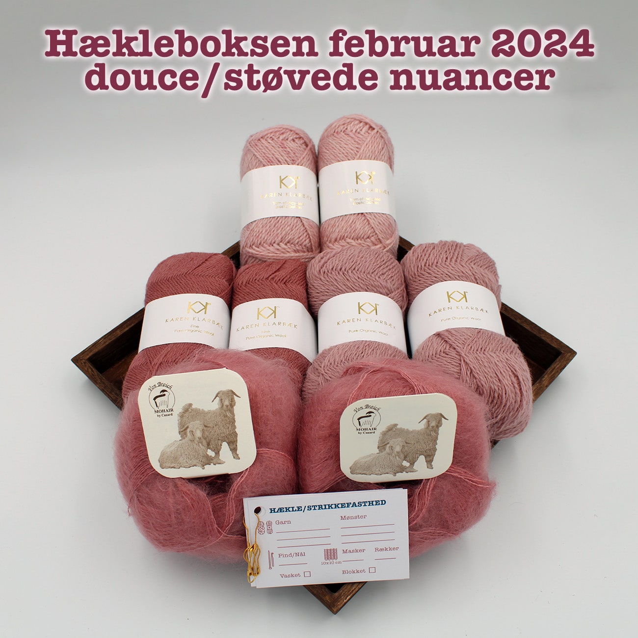 Hækleboksen standard februar 2024 douche/støvede nuancer mohair by canard lace