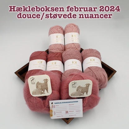 Hækleboksen standard februar 2024 douche/støvede nuancer mohair by canard lace