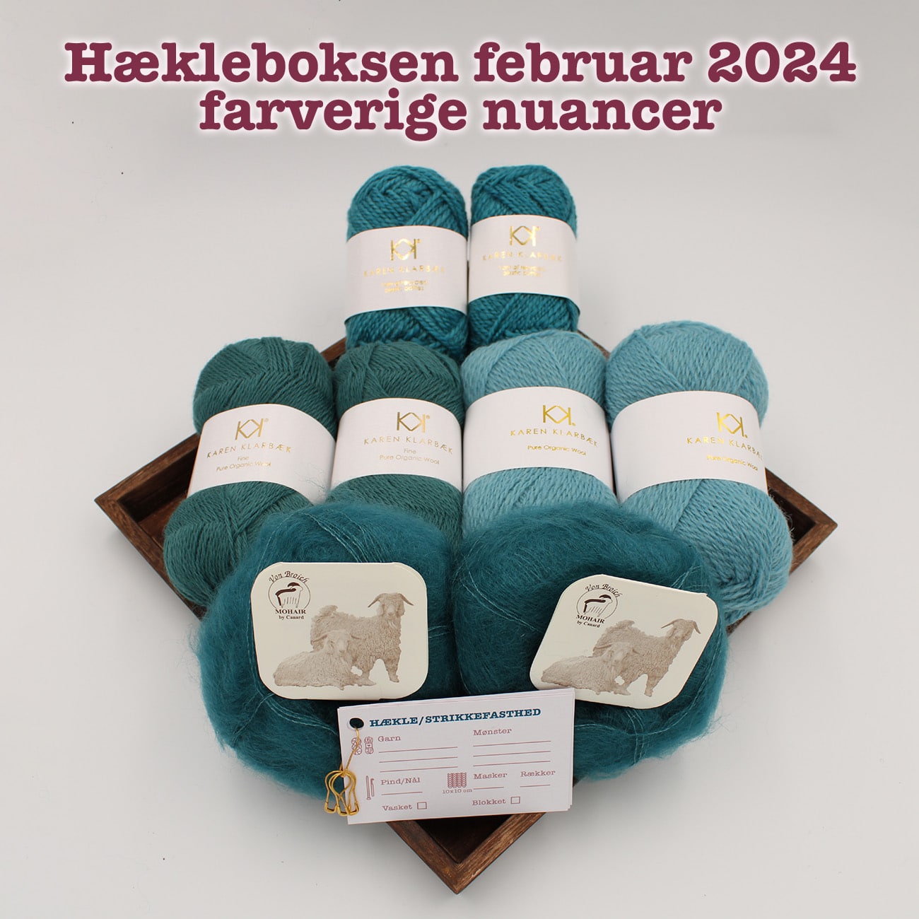Hækleboksen standard februar 2024 farverige nuancer karen klarbæk og mohair by canard