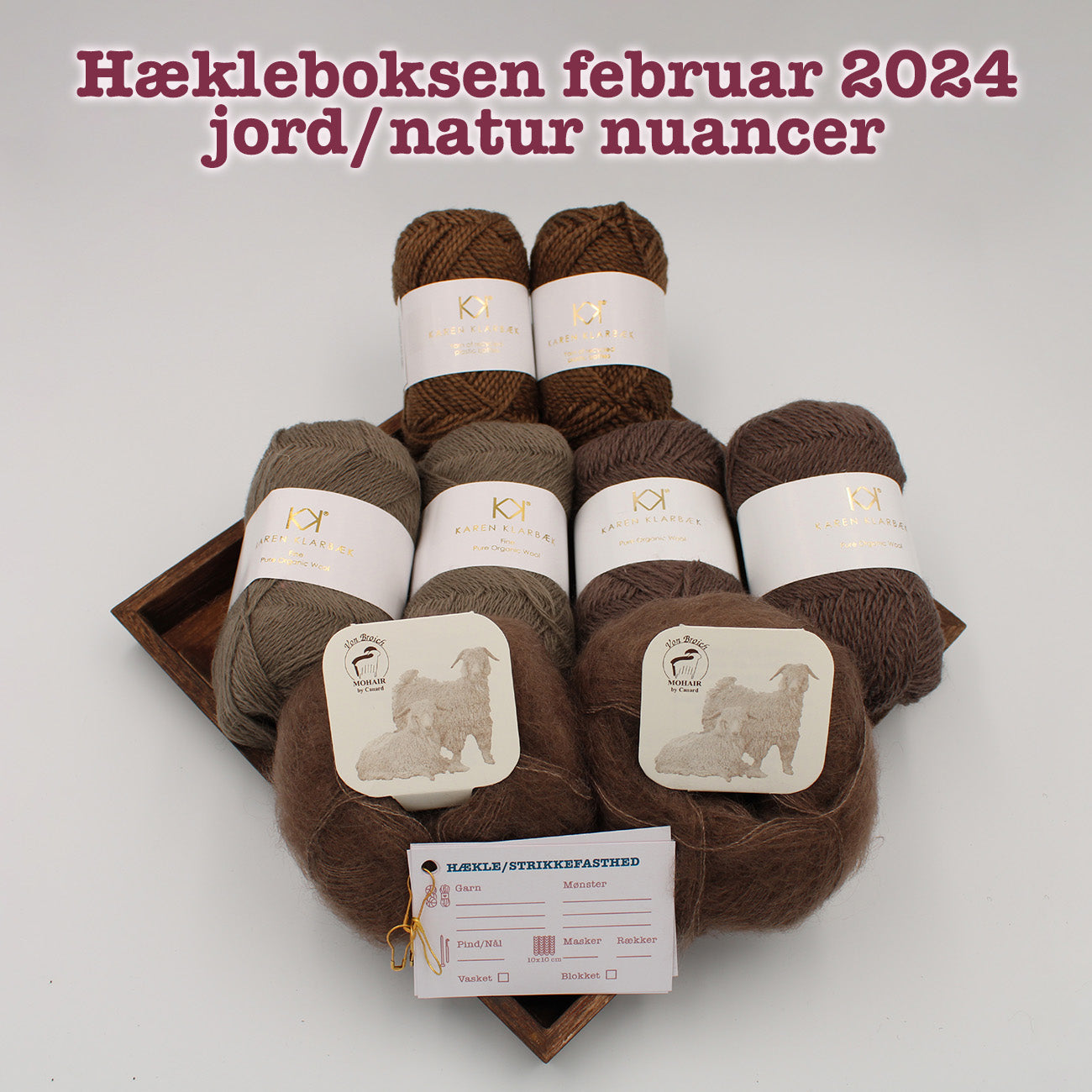Hækleboksen standard februar 2024 jord/natur nuancer karen klarbæk og mohair by canard