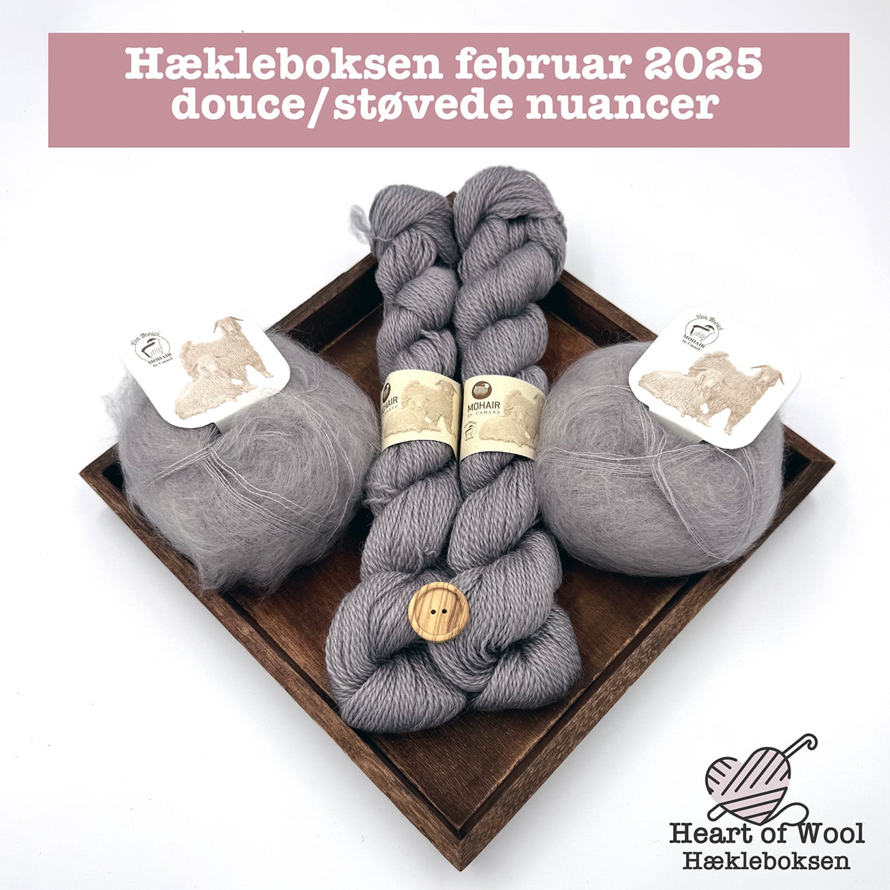 Hækleboksen februar 2025 douce/støvede nuancer