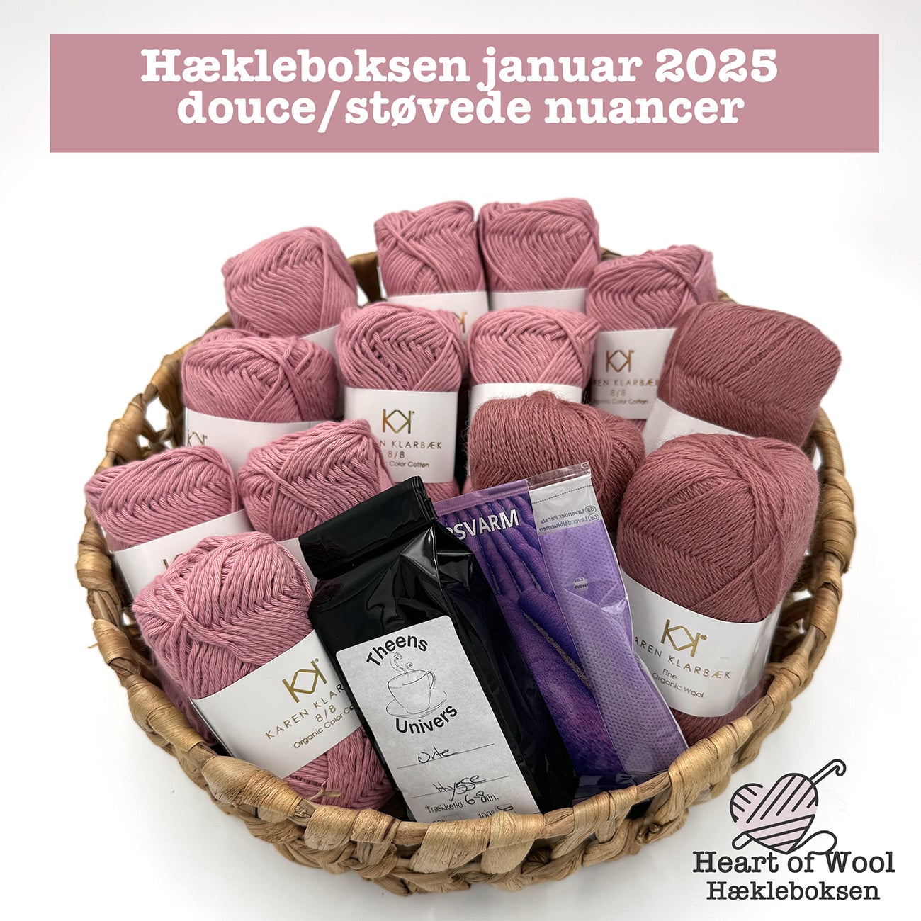 Hækleboksen januar 2025 douce/støvede nuancer