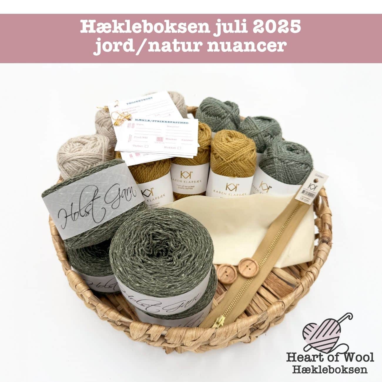 Hækleboksen juli 2025 jord/natur nuancer