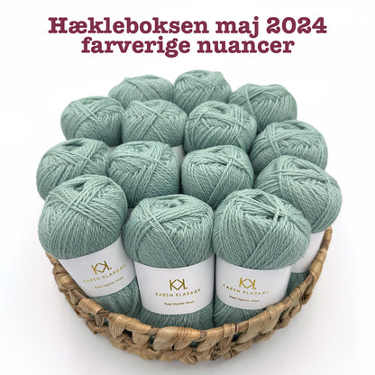 Hækleboksen maj 2024 farvrige nuancer karen klarbæk