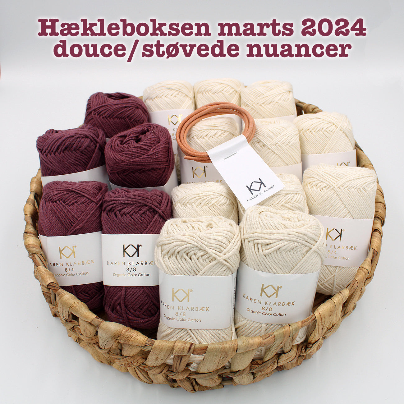 Hækleboksen marts 2024 douce/støvede nuancer karen klarbæk 8/4 organic color cotton
