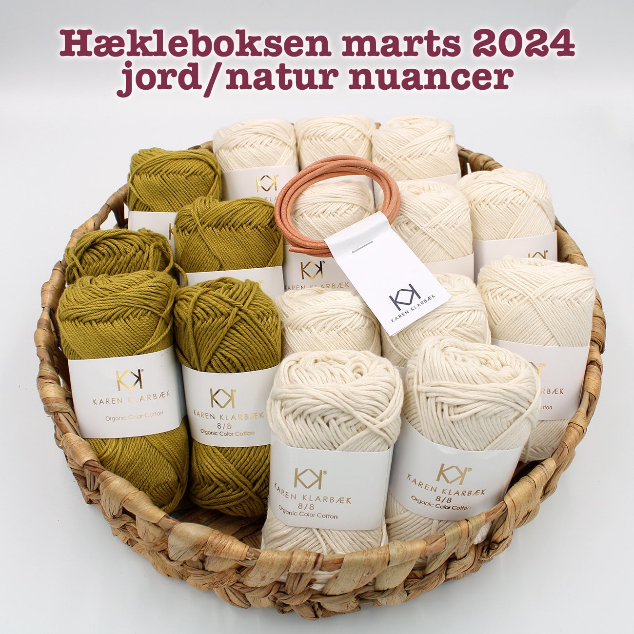Hækleboksen marts 2024 jord/natur nuancer karen klarbæk 8/4 organic color cotton