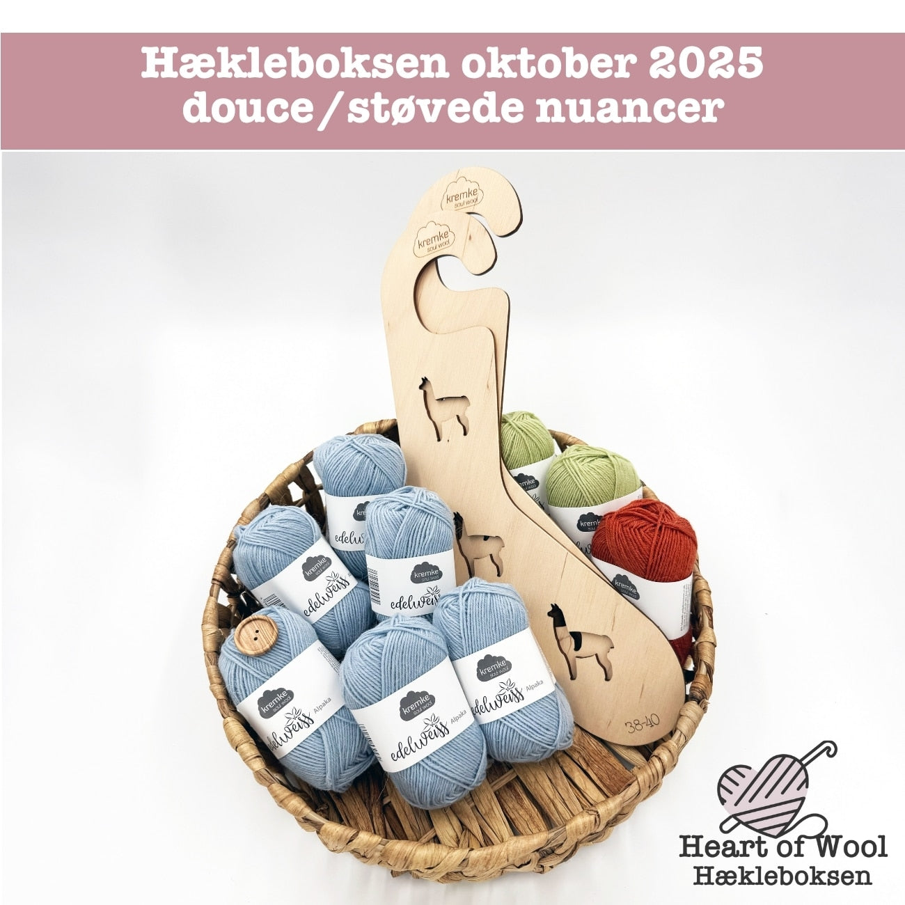 Hækleboksen oktober 2025 douce/støvede nuancer