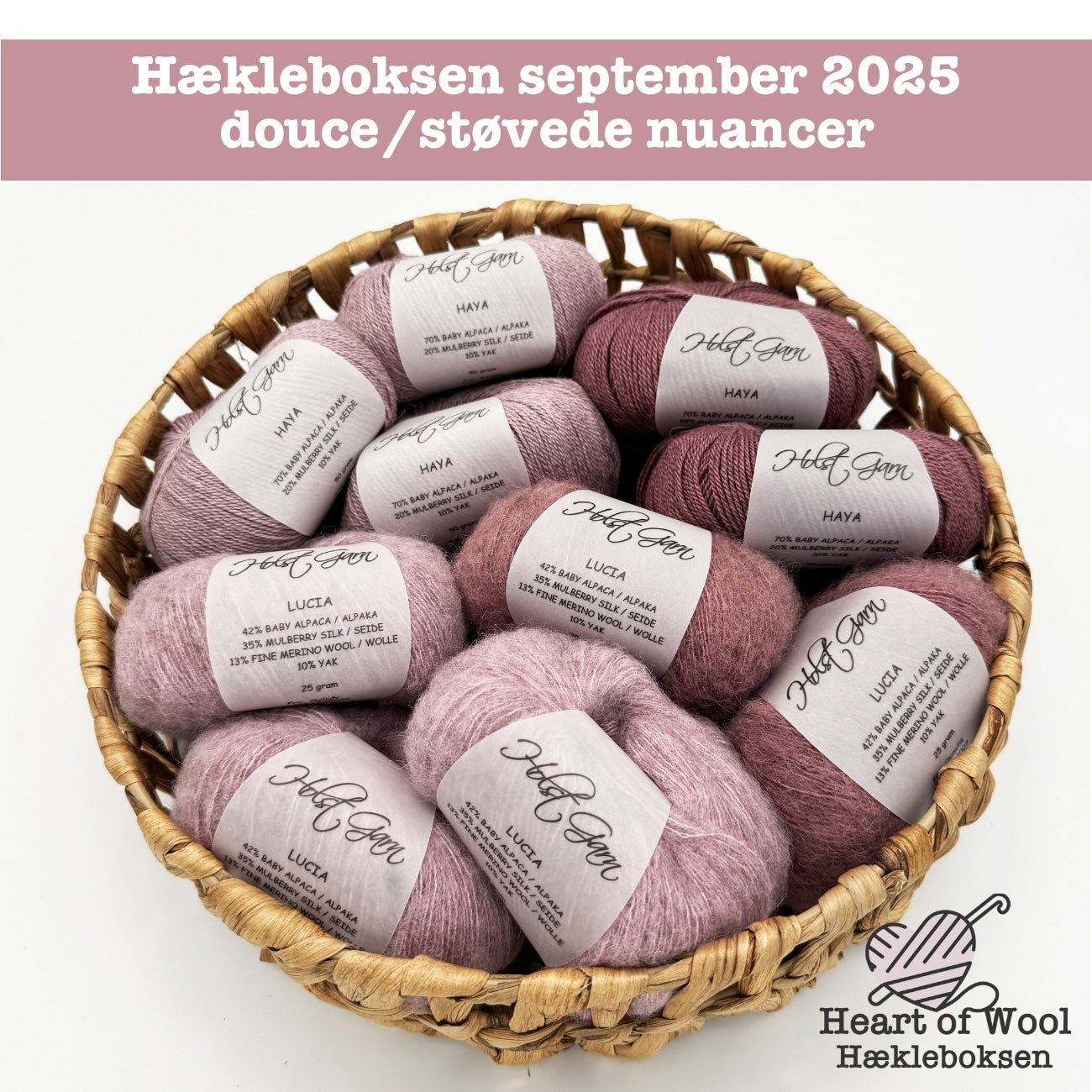 Hækleboksen september 2025 douce/støvede nuancer