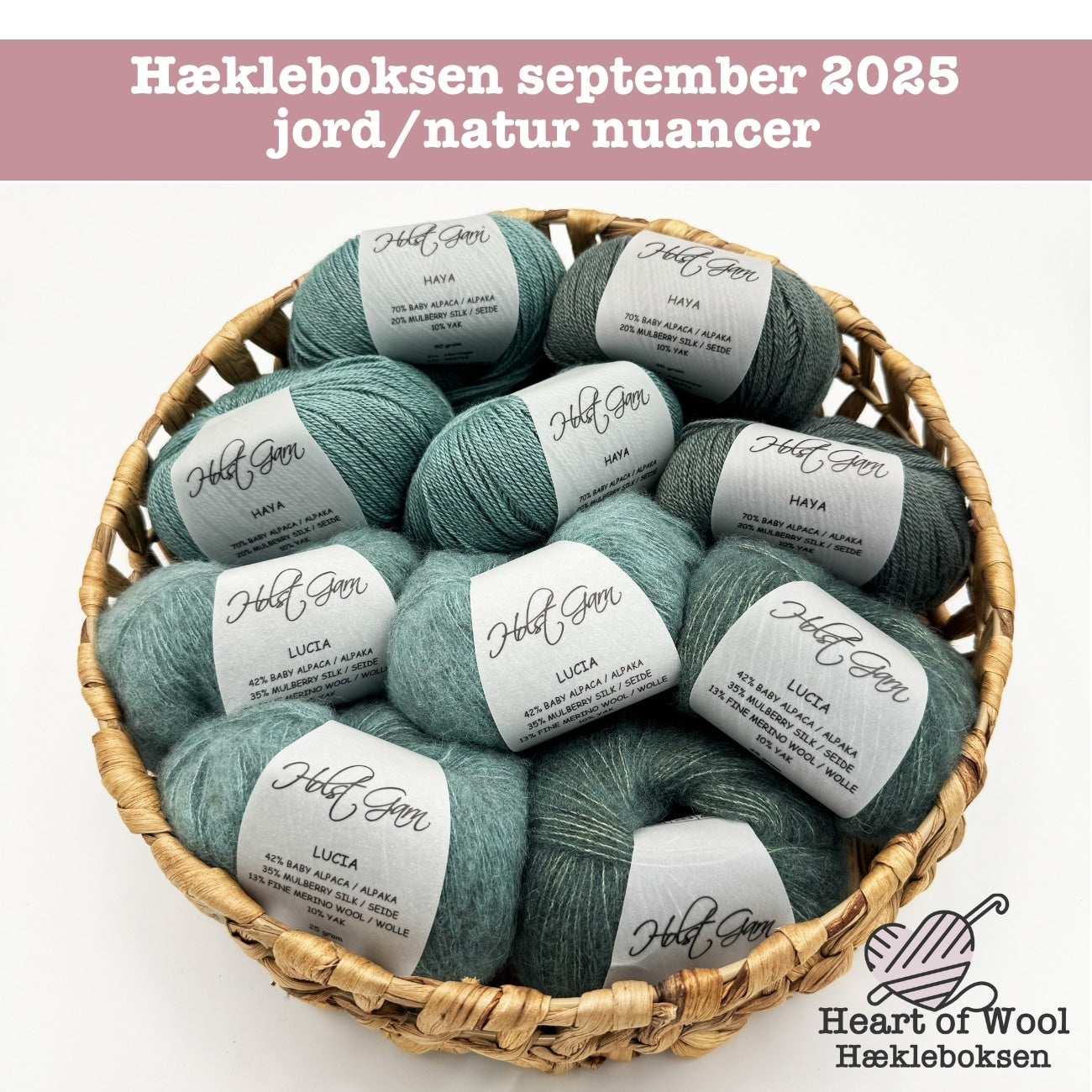 Hækleboksen september 2025 jord/natur nuancer
