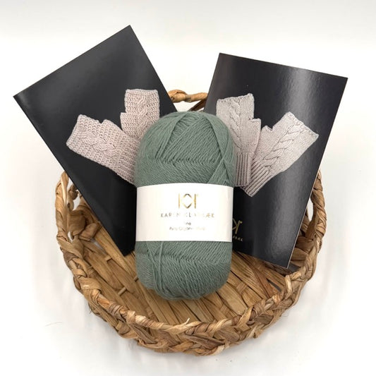 Pulsvarmere med snoninger – Strikke- og Hæklekits (Sage Green)