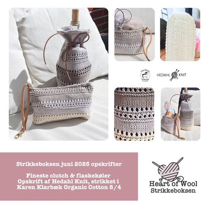 Strikkeboksen juni 2025 clutch og flaskekøler