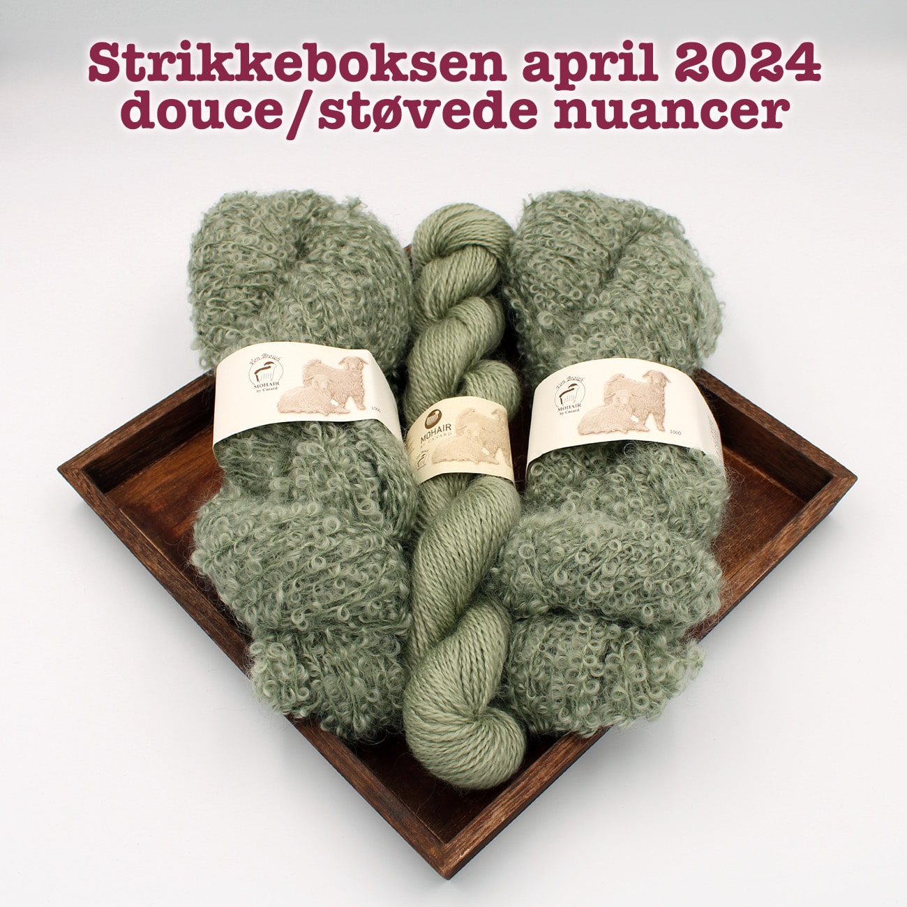 Strikkeboksen april 2024 douce/støvede nuancer