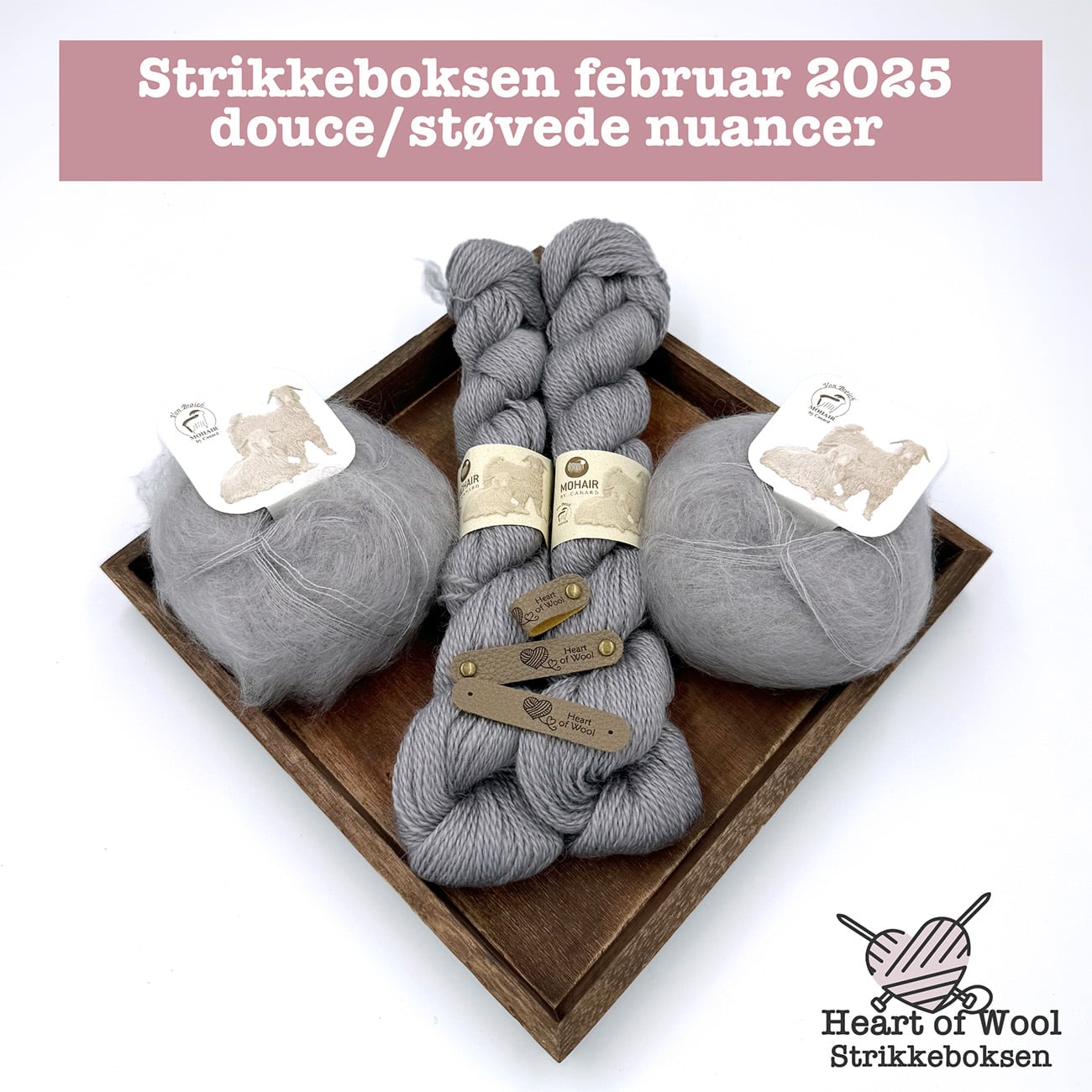 Strikkeboksen februar 2025 douce/støvede nuancer