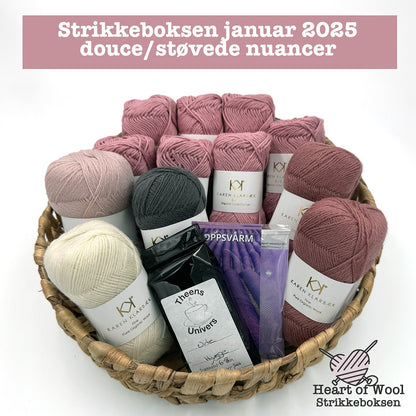 Strikkeboksen januar 2025 douce/støvede nuancer