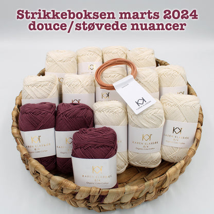 Strikkeboksen marts 2024 douce/støvede nuancer karen klarbæk 8/4 organic color cotton
