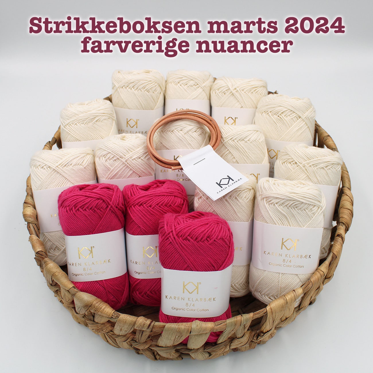 Strikkeboksen marts 2024 farverige nuancer karen klarbæk 8/4 organic color cotton