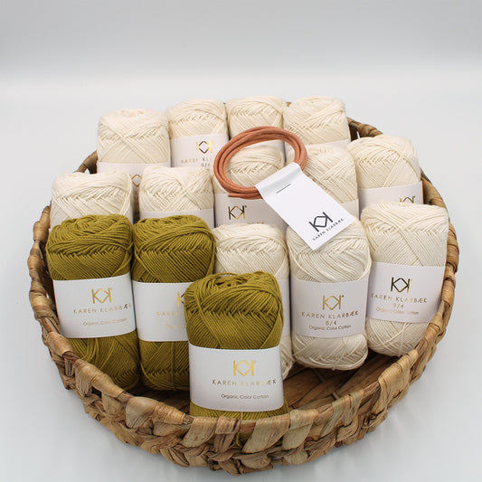 Strikkeboksen marts 2024 jord/natur nuancer karen klarbæk 8/4 organic color cotton