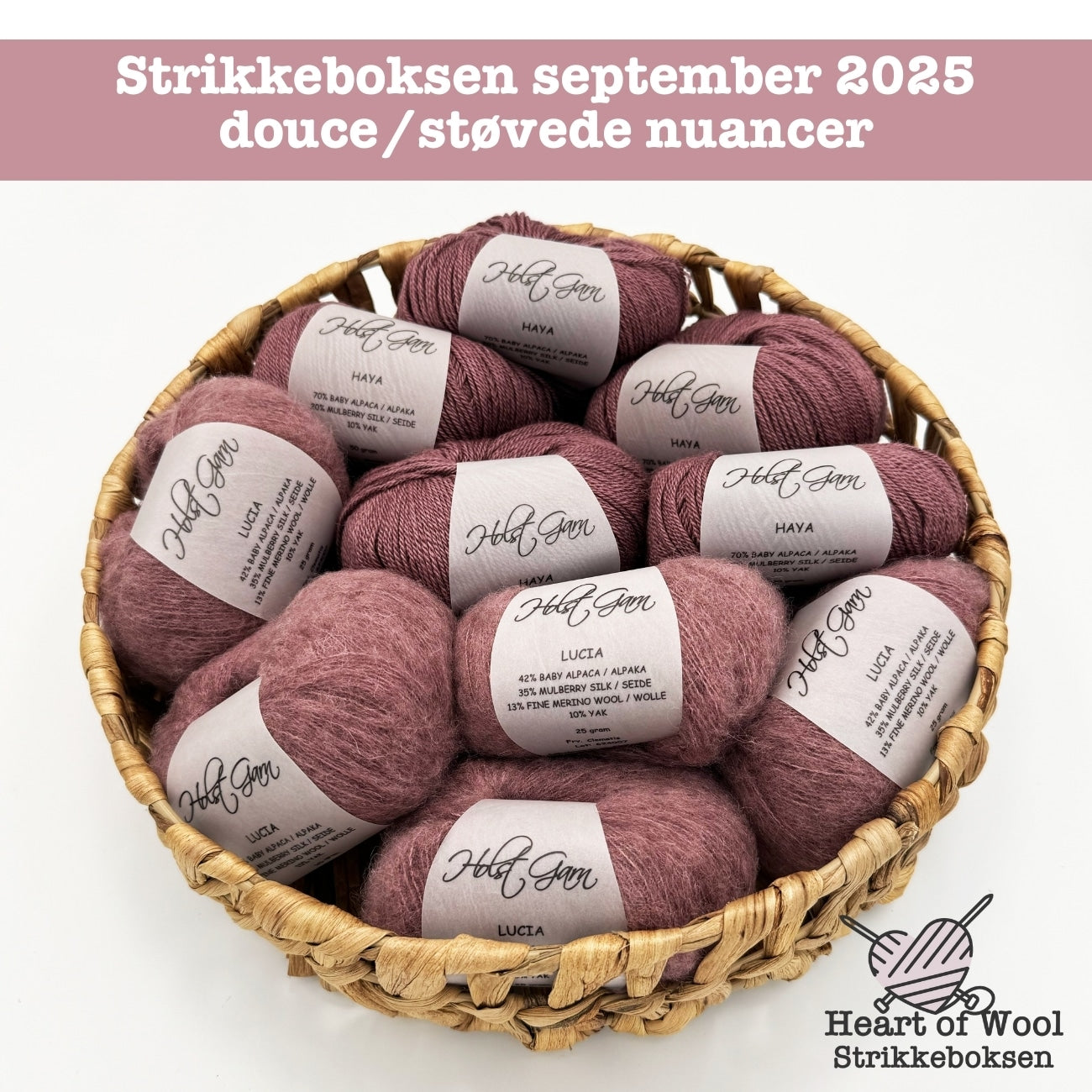Strikkeboksen september 2025 douce/støvede nuancer