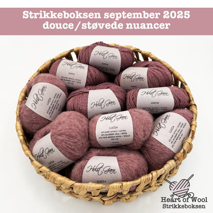 Strikkeboksen september 2025 douce/støvede nuancer