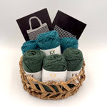 Stribet net – strikke- og hæklekits (Jeans Blue & Pine Green)